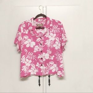 Caribbean Joe Pink Tropical Print Woman’s Shirt